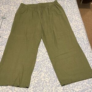 Old Navy Olive Knit Wide-Leg Pull-On Pants